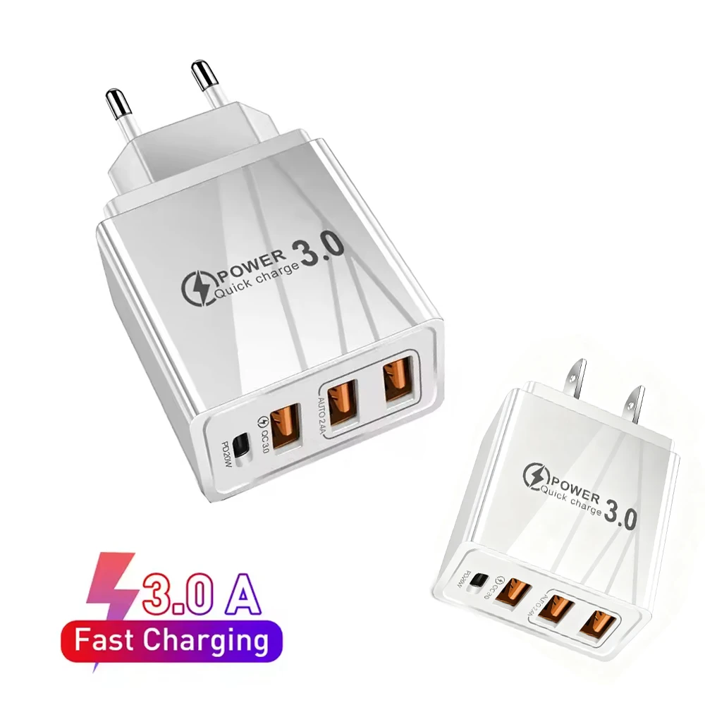 Quick Charge 3.0 LED Display 3 USB Charger 3A Fast Charging For iPhone 11 Charger Adapter Mobile Phone Chargers For Samsung S10