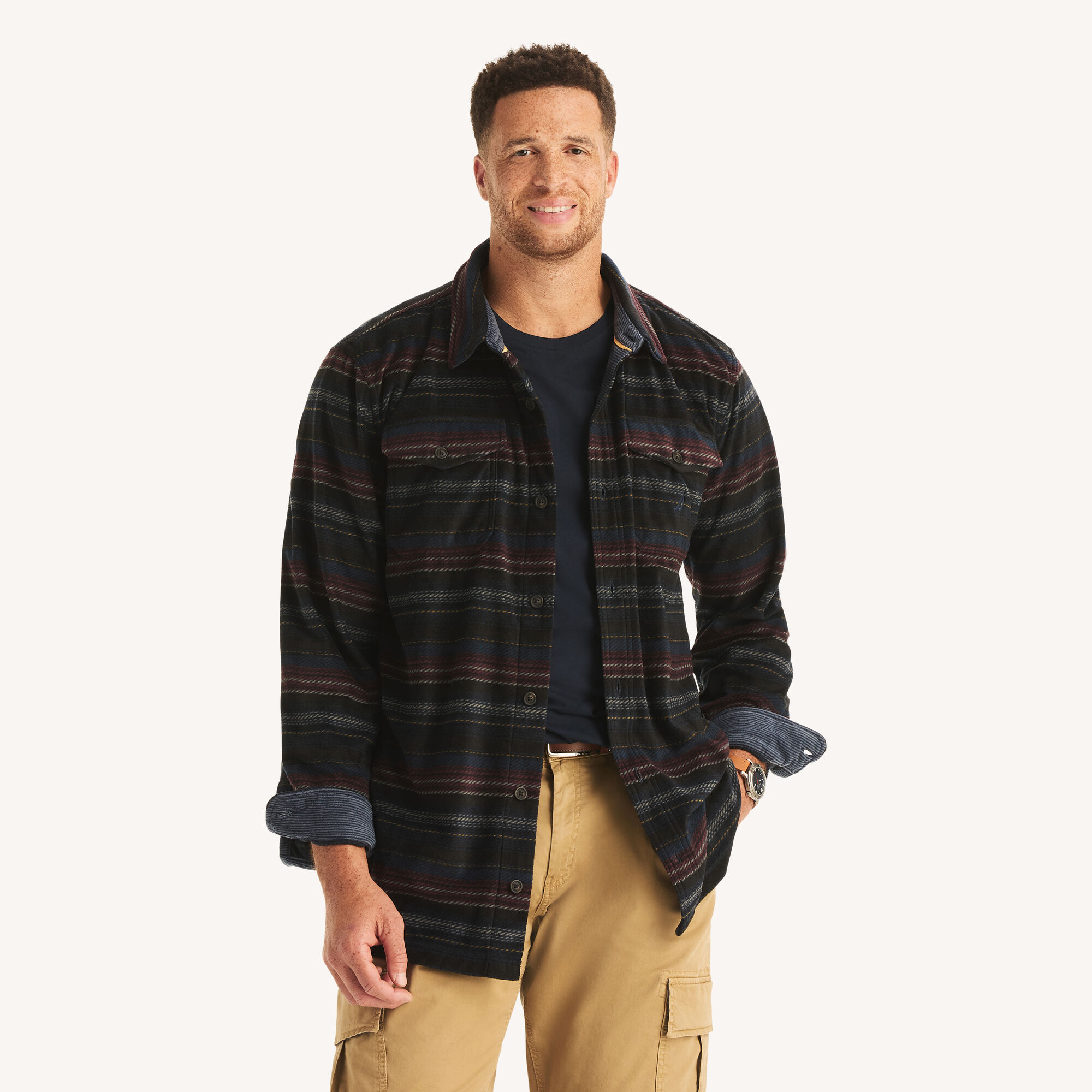 Nautica Men's Big & Tall Printed Nautex Fleece Shirt 382 (Kelp Seas), 3XLT