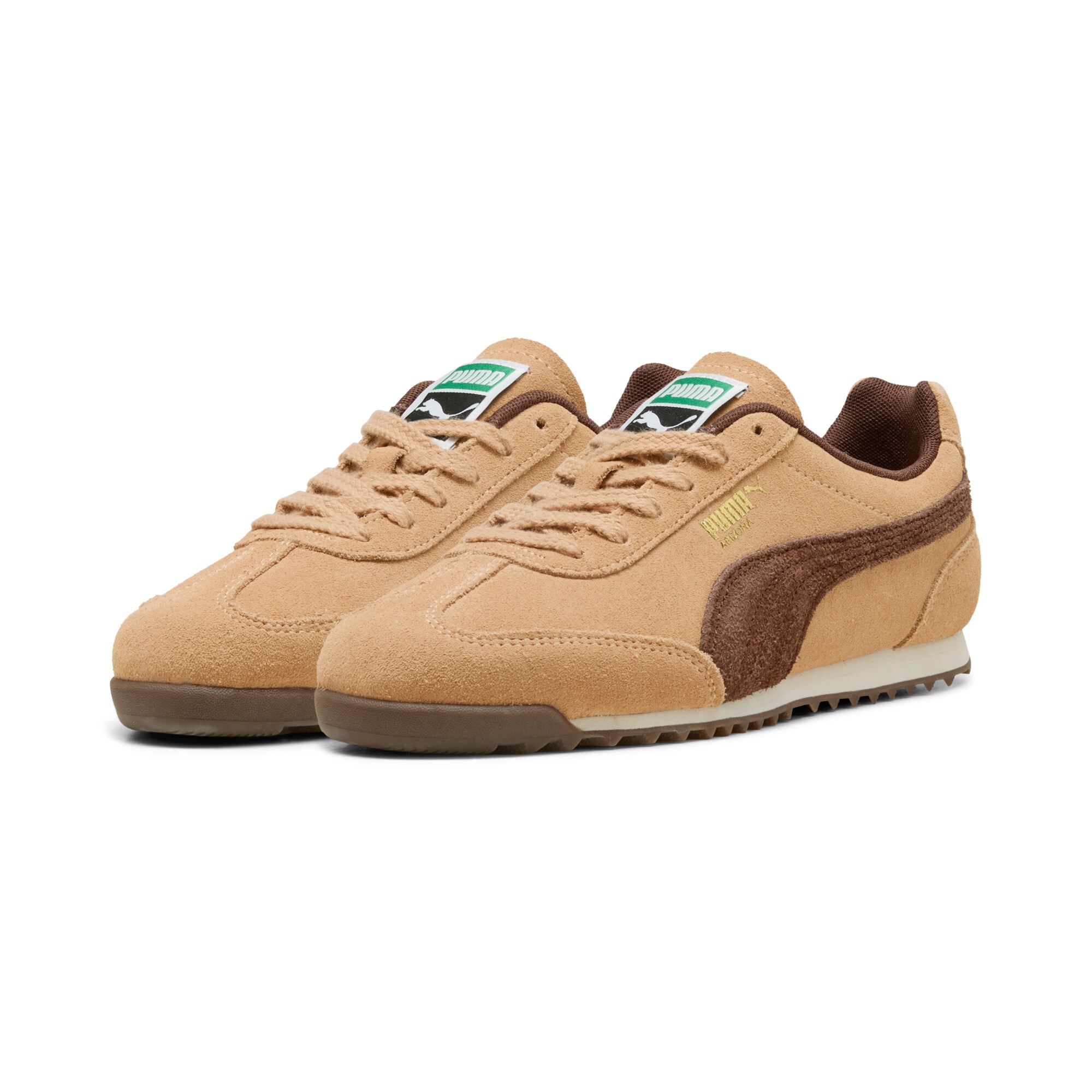 Sneaker PUMA "ARIZONA SD", Damen, Gr. 42, warm beige, chestnut braun, puma gold, Leder, Schuhe Sneaker