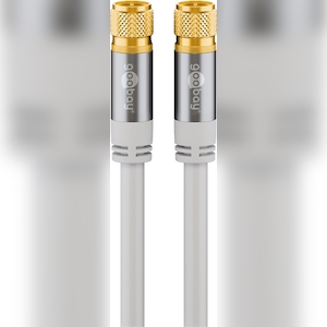 Goobay 70644 SAT Antennenkabel (135 dB typ), 4x geschirmt, 5 m, Weiß - vergoldet, F-Stecker > F-Stecker Image