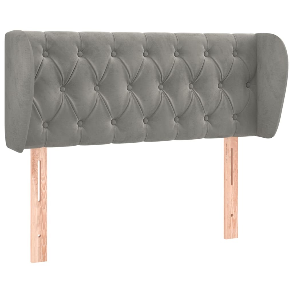 vidaXL Kopfteil mit Ohren Hellgrau 103x23x78/88 cm Samt Image