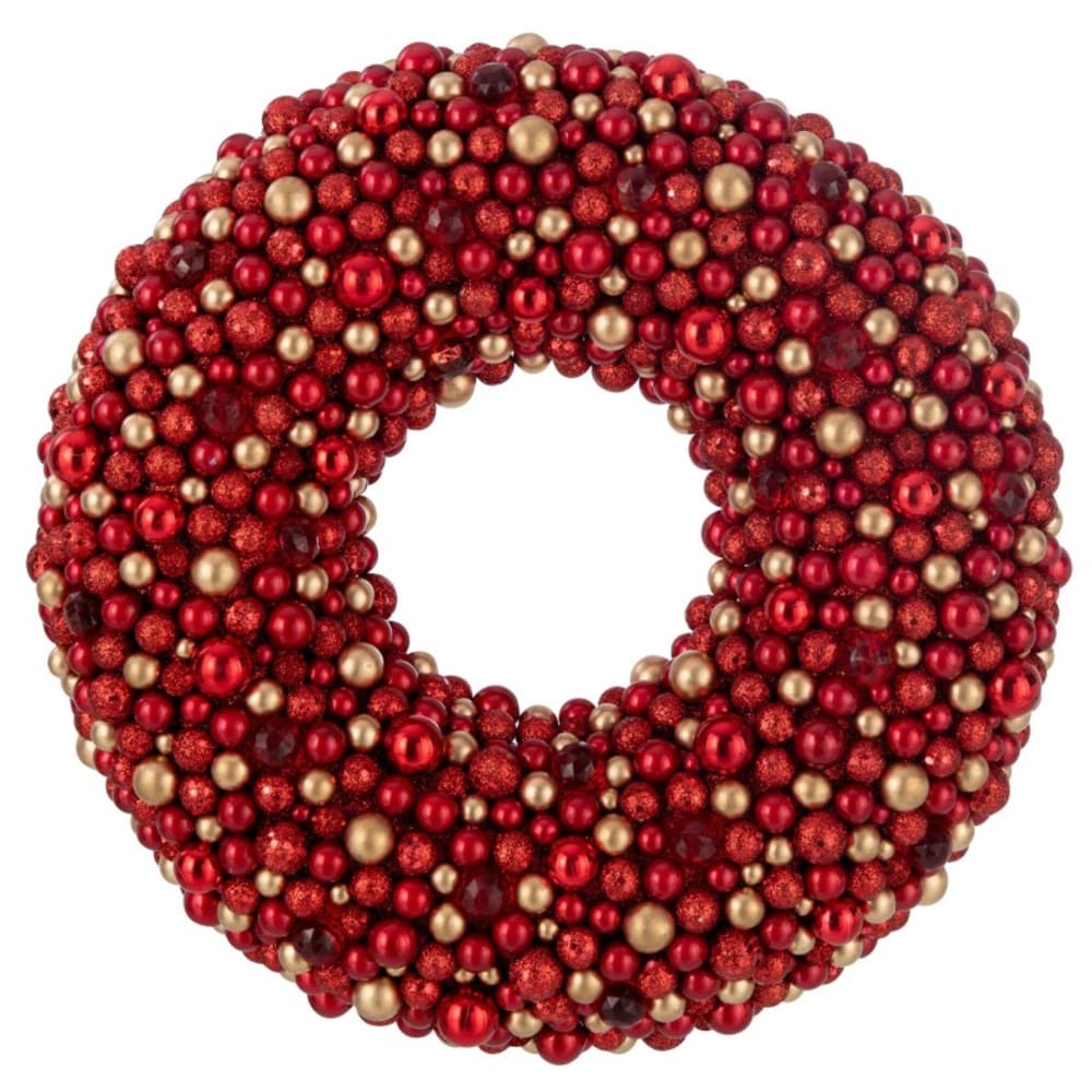 Corona con sfere in plastica rossa 50x9x50 cm