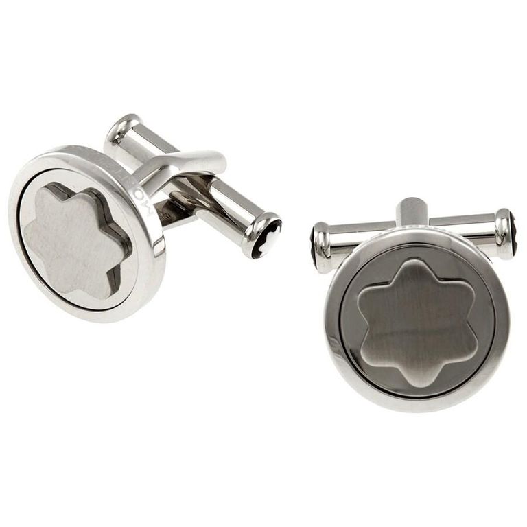Star Snowcap Stainless Steel Round Cufflinks 116660 - Metallic - Montblanc Cufflinks