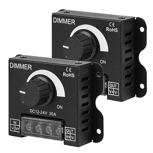 LED-Lichtstreifen-Dimmer DC12V-24V 30A PWM-Dimm-Controller für Dimmerknopf, Helligkeitseinstellung, Ein-/Ausschalter mit Aluminiumgehäuse (Aluminium-Dimmer) Image