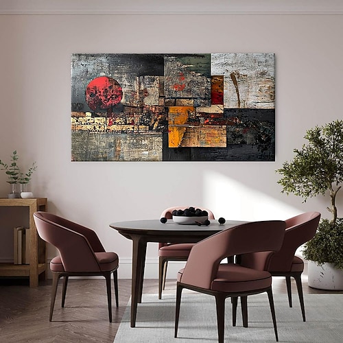 handgefertigtes Ölgemälde auf Leinwand, Vintage-Retro-Stil, abstrakte Textur für Wanddekorationen, Wohnzimmer, Heimdekoration, gespannter Rahmen, hängendes Gemälde/gerolltes rahmenloses, ungedehntes Image