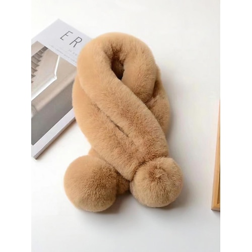 Weihnachtsschal aus Kaninchenfellimitat für Damen mit Bommeln, weiches und kuscheliges Winteraccessoire für Feiertagspartys und als Geschenk Image