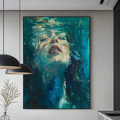 großes abstraktes Gemälde einer Frau, Gesicht, Original-Wandkunst, gesichtsloses Portrait, figurative Leinwandkunst, gerahmte Frau, Wanddekoration Image