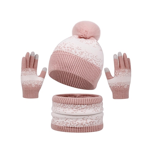 Weihnachts-Set aus Strickmütze, Handschuhen und Schal für Damen, Touchscreen-kompatible Handschuhe, mehrere Farben, gemütliche Winteraccessoires für die Weihnachtszeit Image