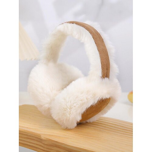 Weihnachts-Ohrenschützer aus Kunstpelz für Damen, faltbares Design, Stirnband aus mehreren Materialien für den Winter, gemütliches und stilvolles Accessoire für kaltes Wetter Image
