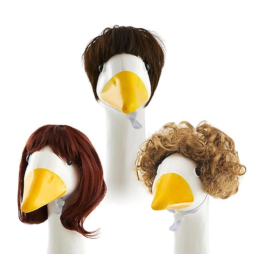 1 Stück Garten-Gans-Outfits Perücken - Festliches kurzes lockiges Garten-Gans-Kostüm-Set thematische Perücken für Ferienhof Patio und Gartendekor Valentinstagsgeschenk