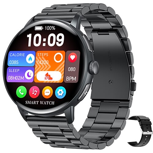 iMosi ET473 Smartwatch 1.56 Zoll Smartwatch Fitnessuhr Bluetooth EKG PPG Temperaturüberwachung Schrittzähler Kompatibel mit Android iOS Damen Herren Freisprechanrufe Wasserdicht Mediensteuerung IP68 Image