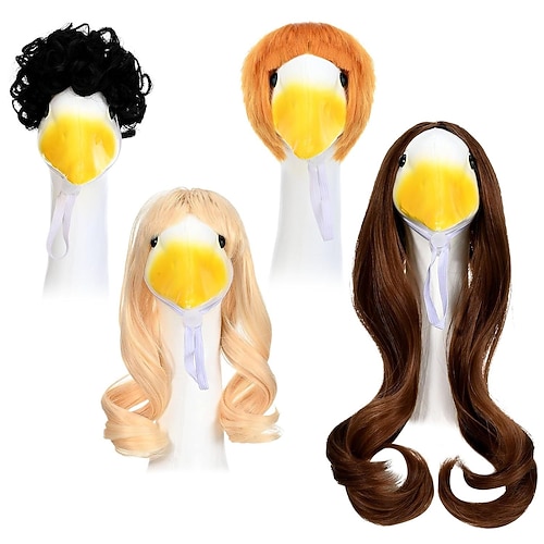 1 Stück Garten-Gans-Outfits Perücken - Festliches kurzes lockiges Garten-Gans-Kostüm-Set thematische Perücken für Ferienhof Patio und Gartendekor Valentinstagsgeschenk Image