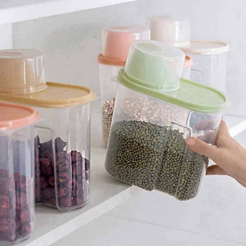 Pot de stockage des aliments pour animaux de compagnie, avec tasse à mesurer, récipient hermétique pour chien et chat, aliments secs, contrôle des portions pratique, fournitures pour animaux de