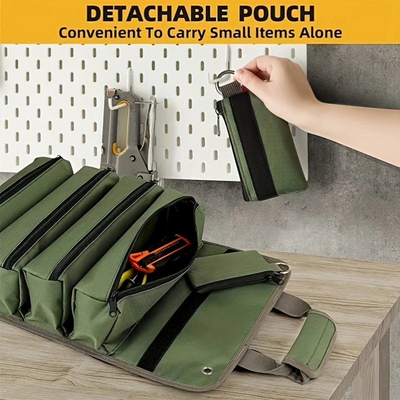 Kits d'outils robustes et étanches, conception enroulable avec 6 pochettes à outils pour organiser les outils à main et les petits outils, 1 pièce