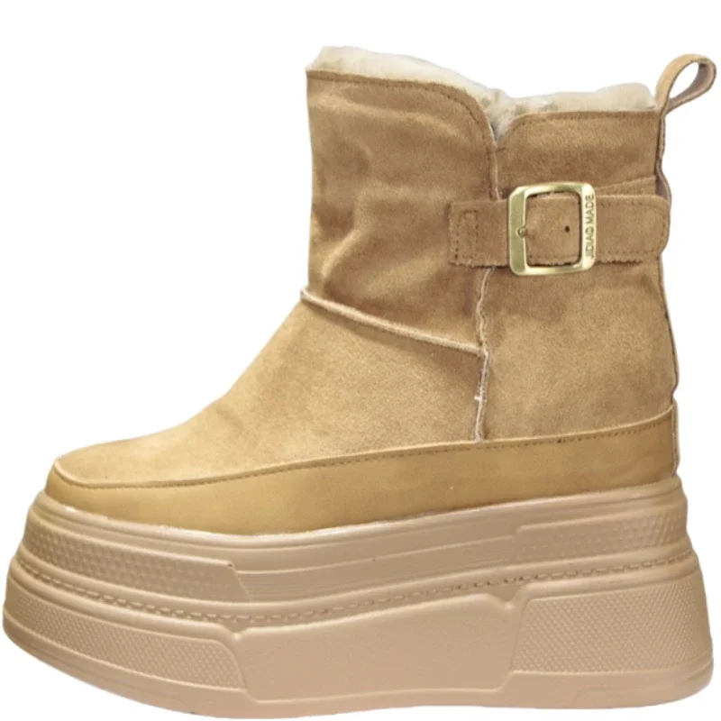 Winter New Style Warm Suede Comfortable Designer Women Snow Boots Daily Versatile Office Walking Women Fashion Boots 10 12 14CM