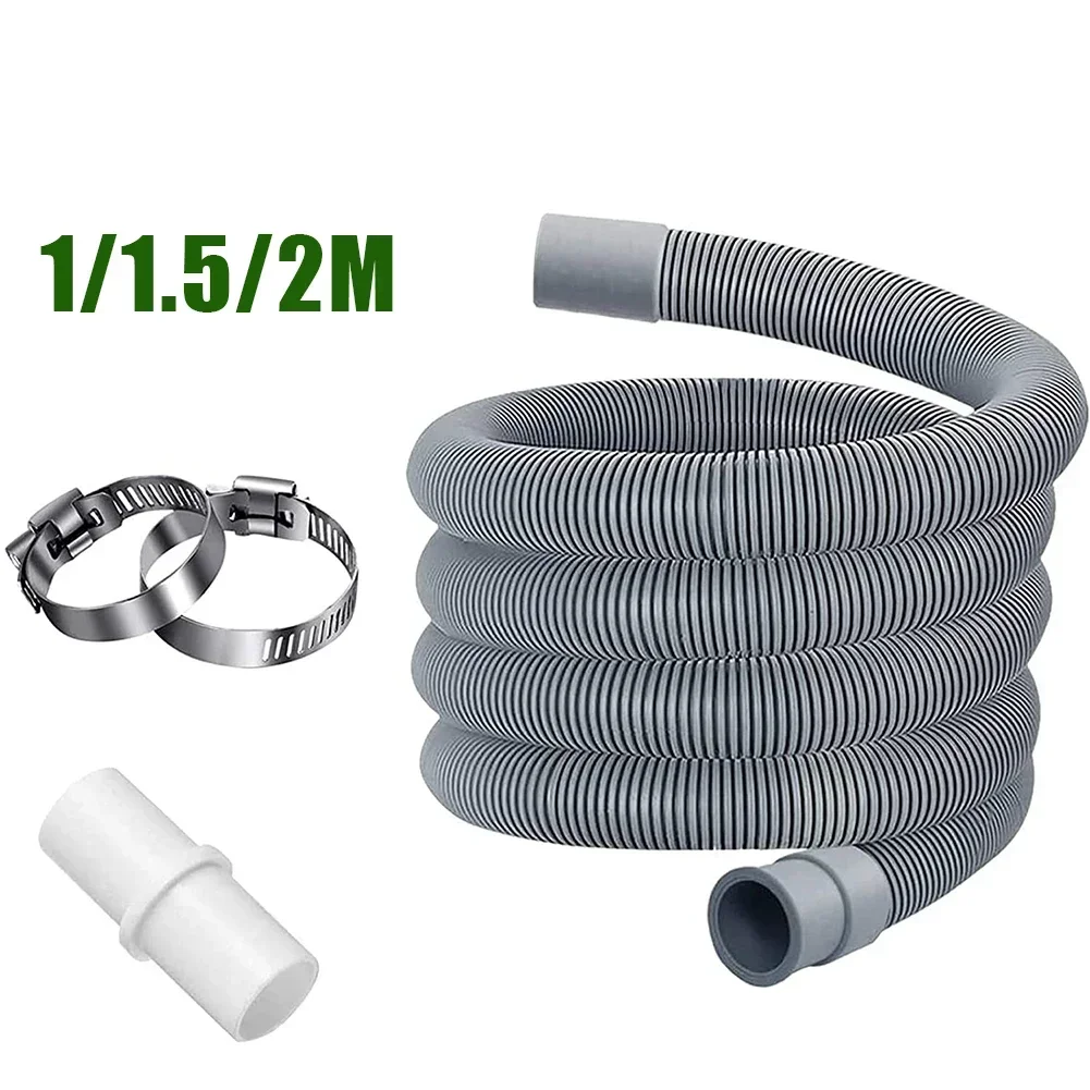 1/1.5/2M Washing Machine Dishwasher Drain Waste Hose Extension Tube With Bracket Set Washing Machine Drain Hose