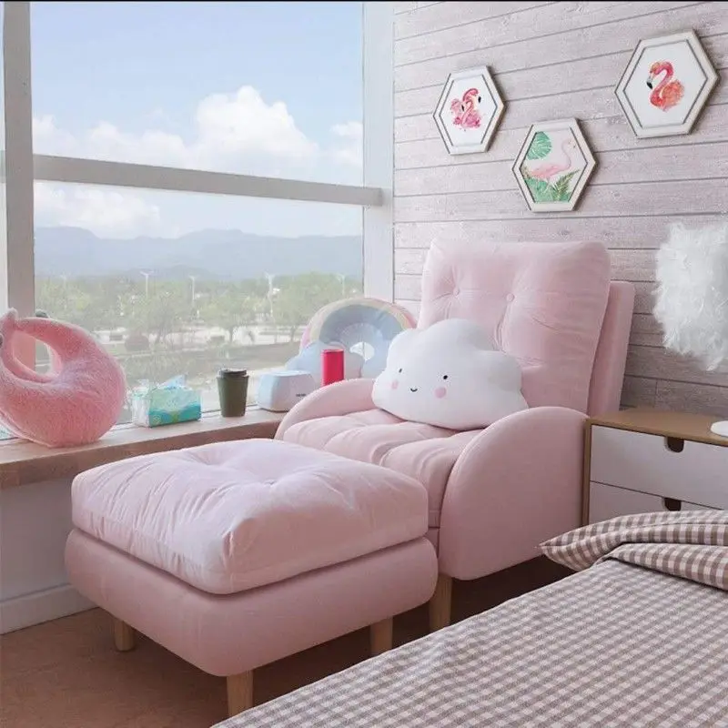 Nordic faul Sofa Tatami Mädchen süße Schlafzimmer rosa einzelne klappbare Rückenlehne Stuhl Balkon lässig liegend Image
