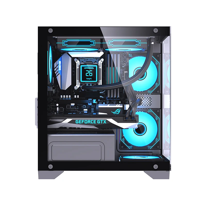 Gaming-Computergehäuse aus gehärtetem Glas m-ATX/ITX USB3.0 Medium Tower-Gehäuse RGB Central Processor Cabinet Computergehäuse Image