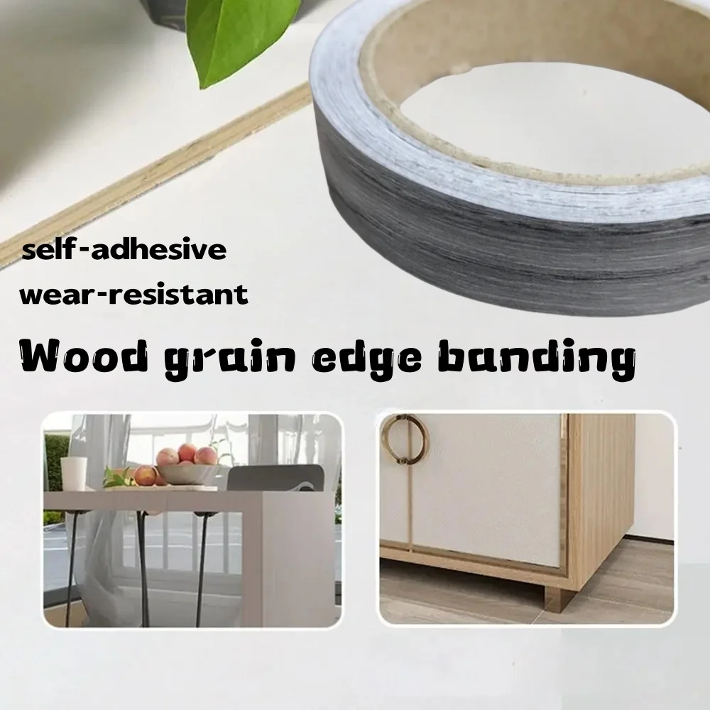 1 Rolle 10 m x 2 cm Kantenband mit Holzmaserung, PVC, selbstklebend, renoviert, selbstklebendes Kantenband, verdickt Image