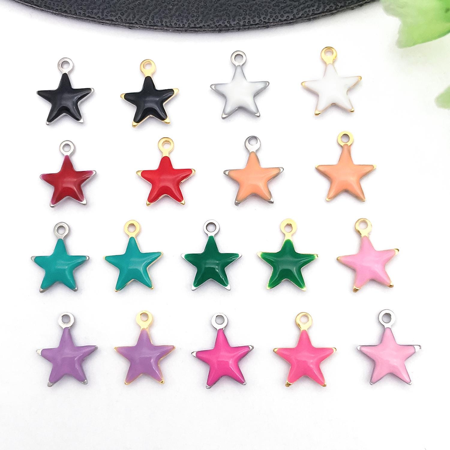 10/20 / 30 Stück 7 * 8 mm Emaille Edelstahl Stern Charms Legierung Celestial Anhänger für DIY Armband Halskette Ohrringe Schmuck machen Zubehör