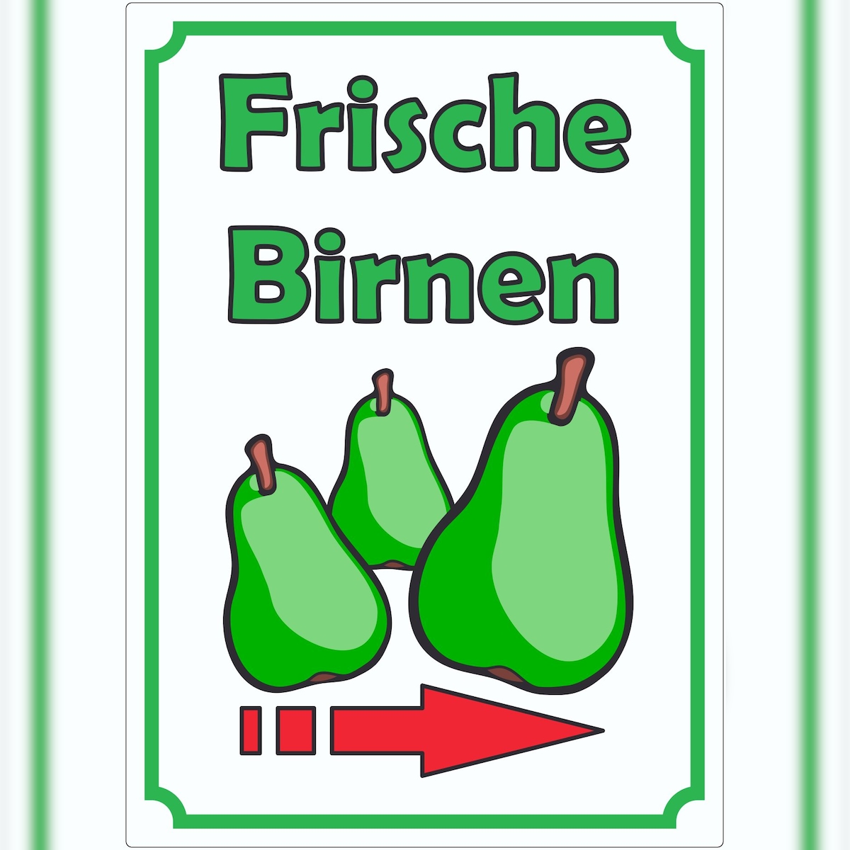 HB-Druck Frische Birnen Aufkleber Hochkant mit Pfeil rechts A5 (148x210mm) Image