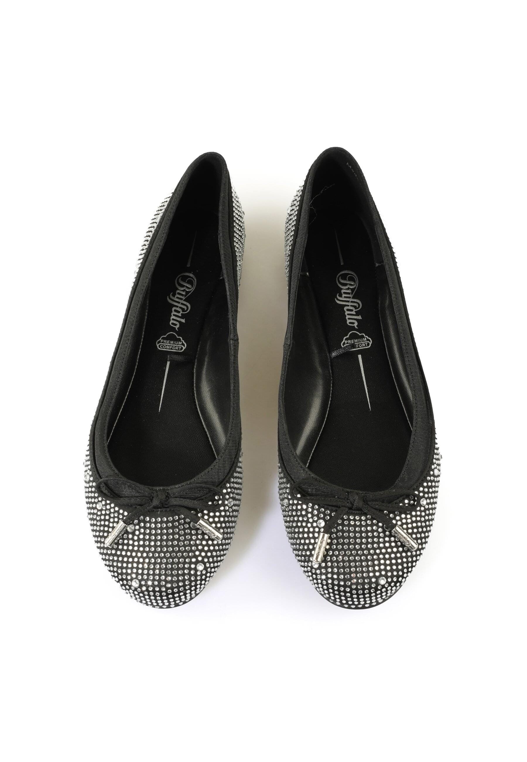 Trainingsschuh BUFFALO "Buffalo Glam -Vegan Satin", Damen, Gr. 42, schwarz, silber, Kunstfaser, unifarben, Schuhe