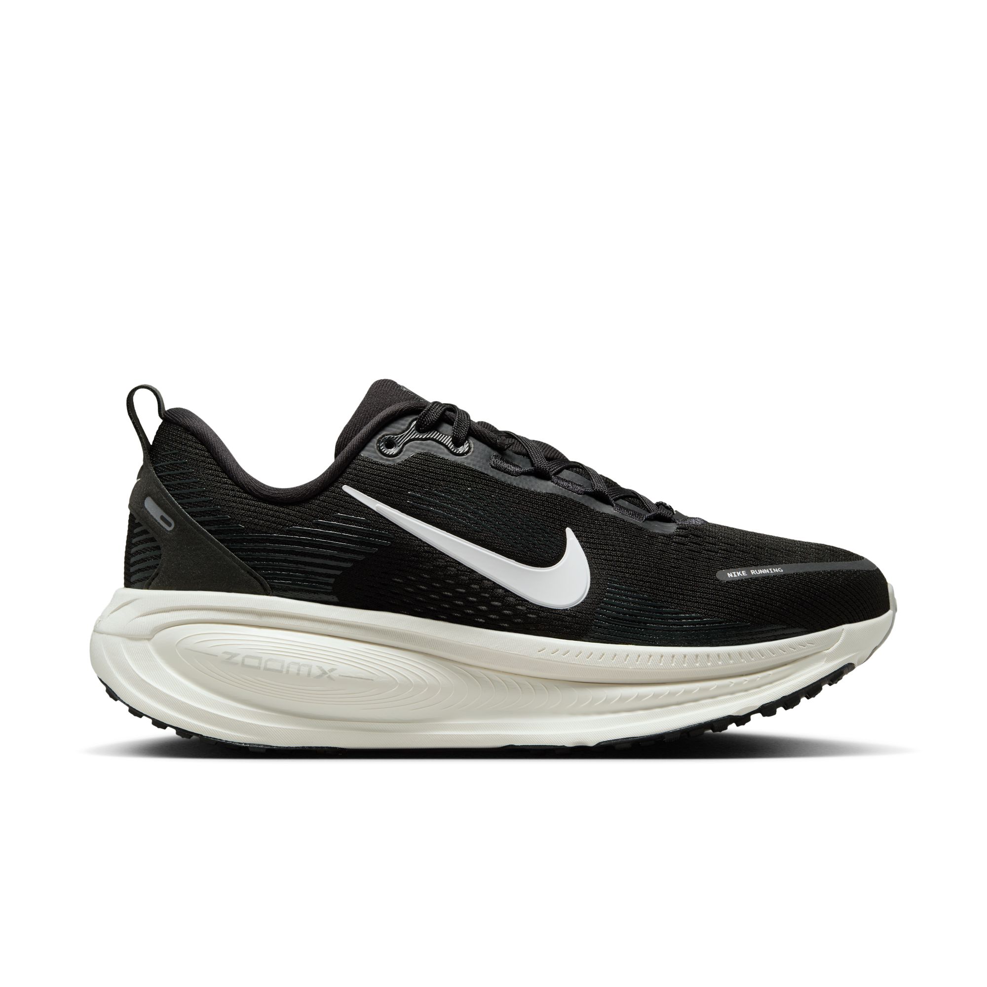 Laufschuh NIKE "Nike Vomero 18", Damen, Gr. 38,5, schwarz, summit weiß, coconut milk, Synthetik, Textil, Schuhe Laufschuh, komfortables Laufgefühl durch maximale Dämpfung