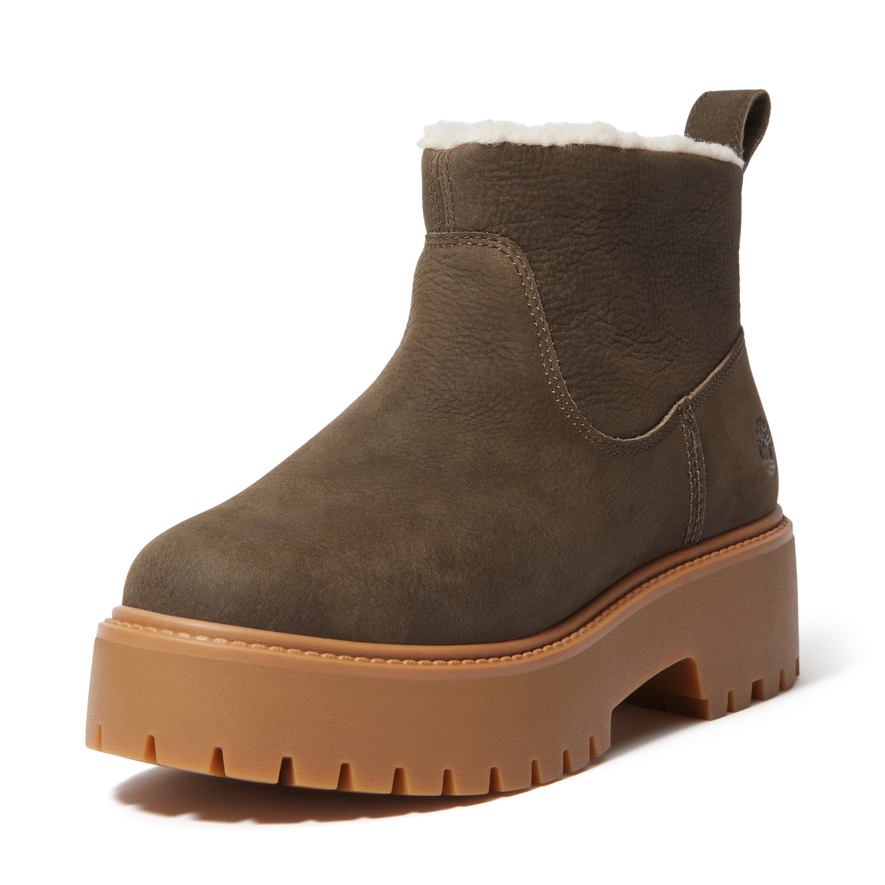 Chelseaboots TIMBERLAND "STONE STREETMID WARM LINED BOOT", Damen, Gr. 41, schwarz braun full grain, Leder, Schuhe Chelseaboots, Winterstiefel, Winterschuhe, Stiefelette, gefüttert