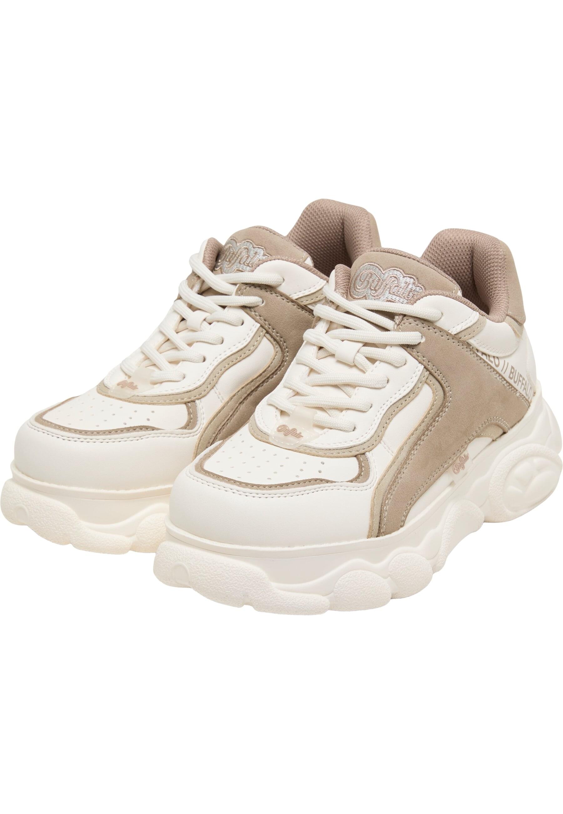 Trainingsschuh BUFFALO "Buffalo CLD ECHO - VEGAN NAPPA/NUBUCK", Damen, Gr. 37, weiß, taupe, unifarben, Schuhe