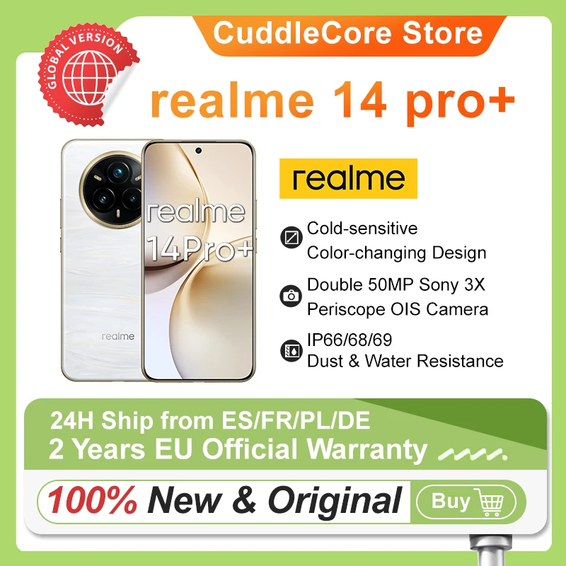 realme 14 Pro Plus 5G Smartphone Android Snapdragon 7s Gen 3 6.83'' 120Hz OLED Display 50MP Camera Global Version NFC Original