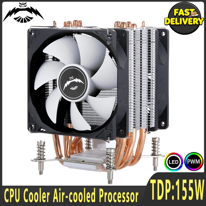 Refroidisseur de ventilateur de processeur LGA2011, processeur x99 x79, 90mm, 4 broches/PWM muet 2/4/6, radiateur à caloduc Compatible avec Intel i3 i5 i7 115x1200 1700 E5