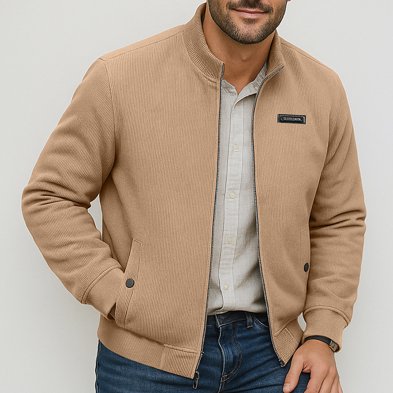 Men's Lightweight Jacket Formal Home Comfy Pocket Minimalist Spring Autumn / Fall Solid Color Neutral Sports Outdoors Stand Collar Regular Black Green Khaki Gray Jacket