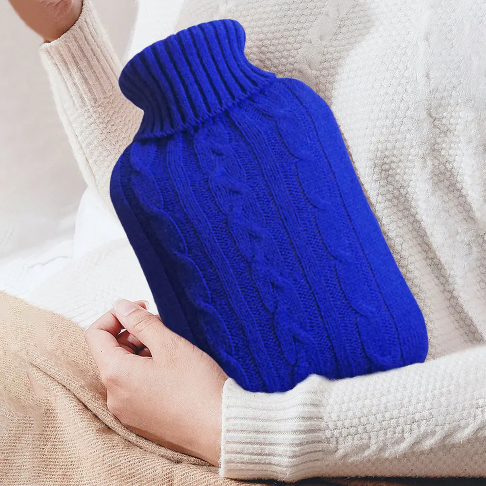 2L Wärmflasche gestrickt/Furry/Gummi-Abdeckung Wärmbeutel auslaufsicher kältebeständig Hand-Magwärmer-Taschen für heiße Kompresse Image