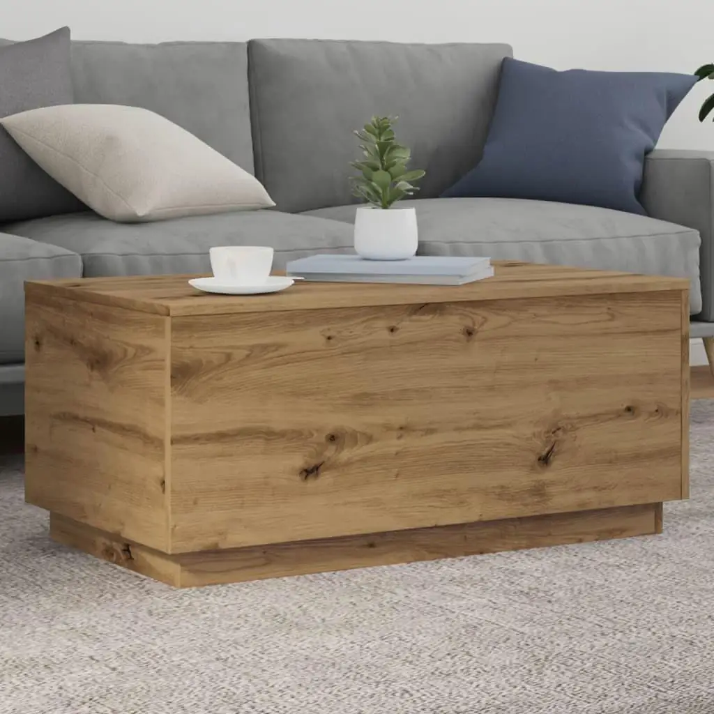 Artisan LED-Couchtisch aus Eiche, 90 x 50 x 40 cm, modernes Design, stilvolle Wohnzimmermöbel