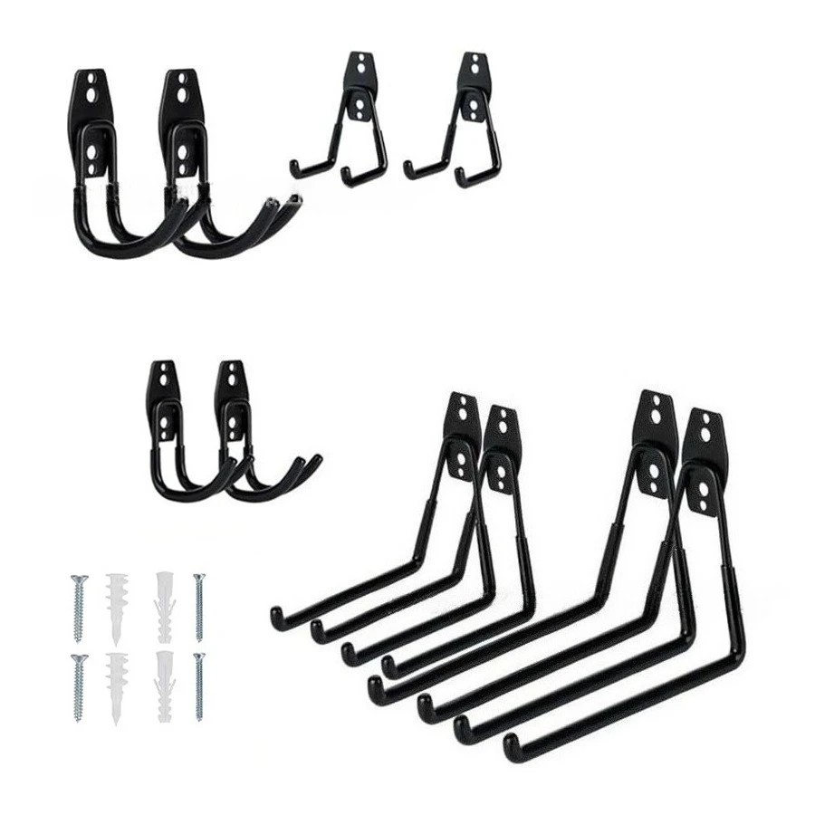 2 stücke Heavy Duty Metall Haken Garage Organizer Wand Halterung Anti-slip Fahrrad Kleiderbügel Haken Lagerung Haken für Leitern garten Werkzeug Image