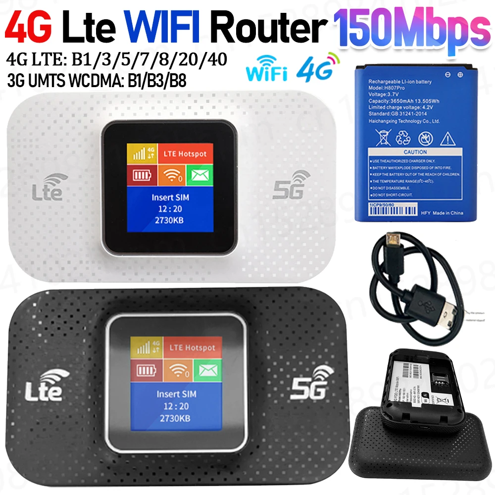 4G Lte WIFI Router Sim Karte Slot Drahtlose Tragbare Router 3650 mAh Entsperren Modem Mobile WiFi Router Tasche WIFI Router für Auto Image