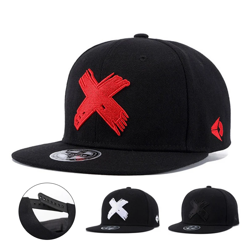 3D-gestickte Kappe mit Buchstabe X, Hip-Hop-Street-Dance-Kappe, schwarze Baseballkappe, trendige Skateboard-Kappe, Unisex, verstellbare Größe, geeignet als Modeaccessoire für den alltäglichen