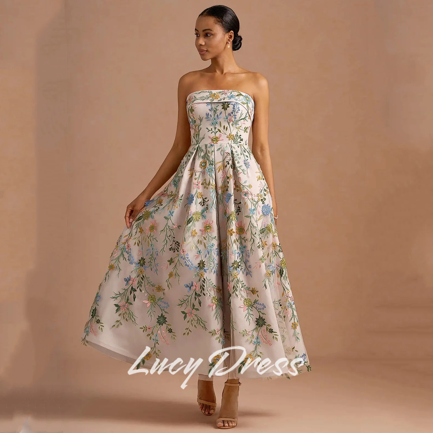 Lucy Customized Party Dress for Wedding Guest Dresses Woman Flower Fabric Summer Dresses 2025 Special Occasion Dress Prom Dress