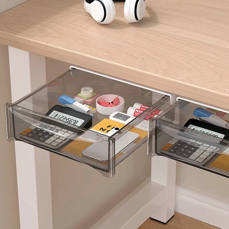 Aufbewahrungsorganisator unter dem Schreibtisch mit ausziehbarer Schublade, selbstklebende Montage und Kabelgestell für das Büro-Schreibtisch-Kabelmanagement