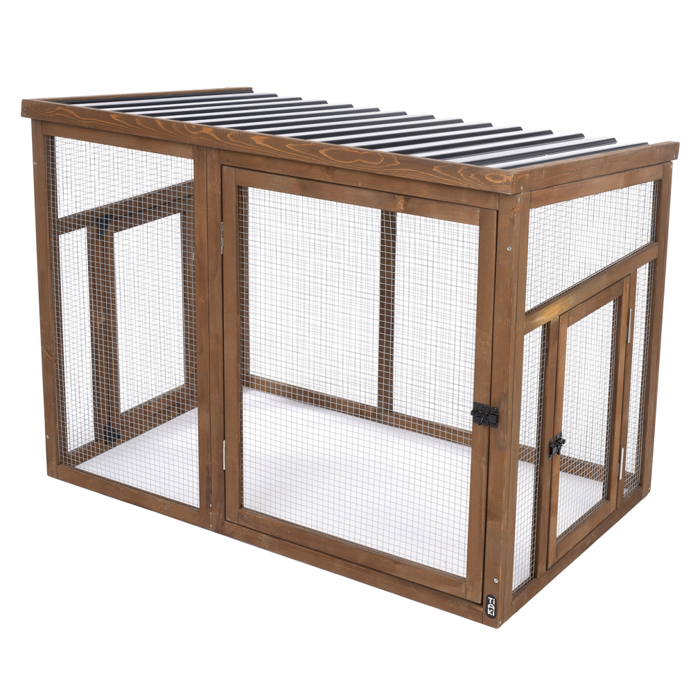 TIAKI enclos extérieur en bois 116x78x89,8cm petits animaux