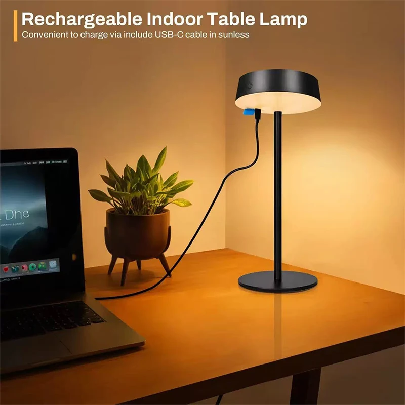Solar-Tischlampe, dimmbare LED-Schreibtischlampe, wasserdichte kabellose Tischlampe, wiederaufladbare Nachtlampe für Garten, Terrasse, Camping