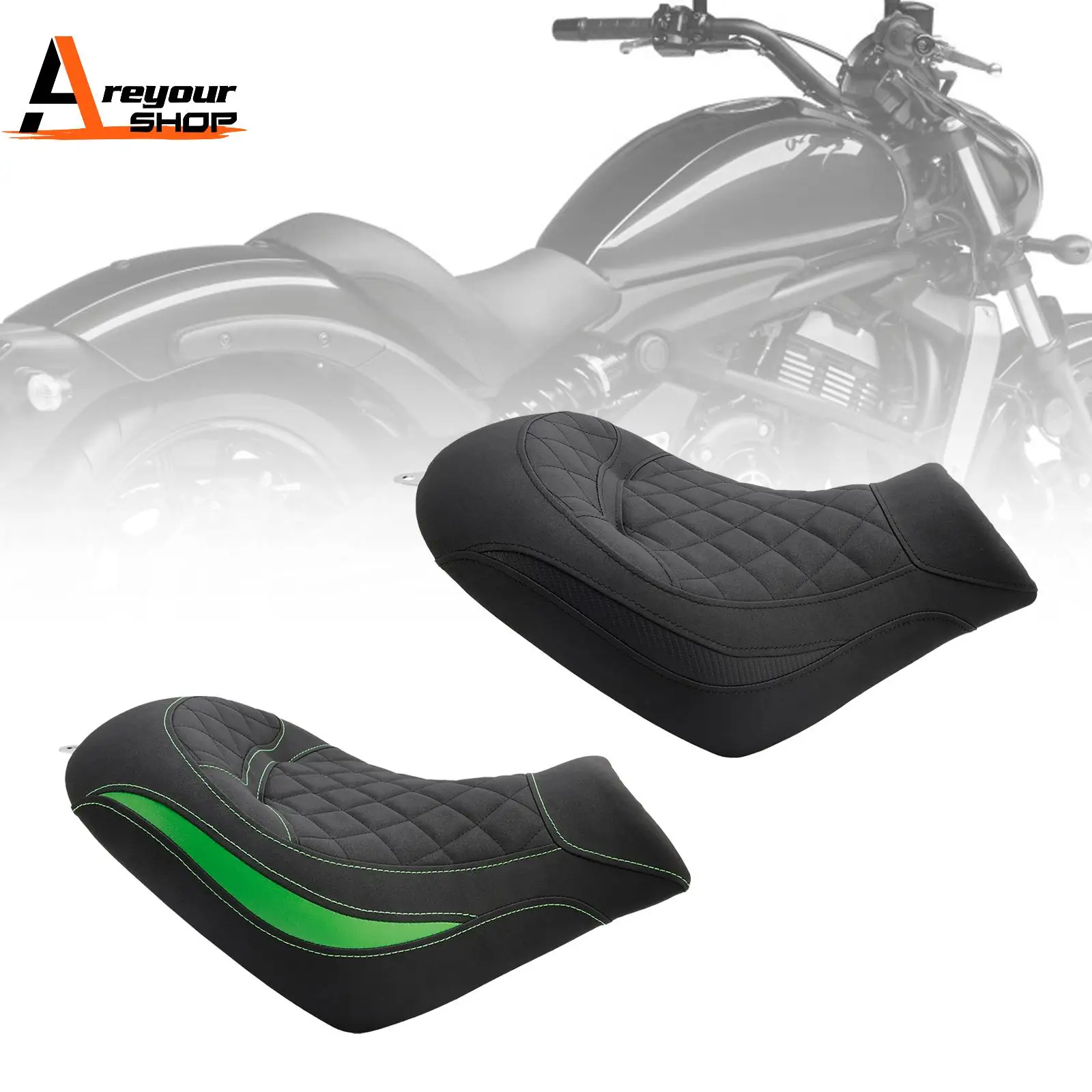 Front Raider Seat Fahrerkissen Pu Passend für Kawasaki Vulcan S Vn650 2015-2023 Grün Image