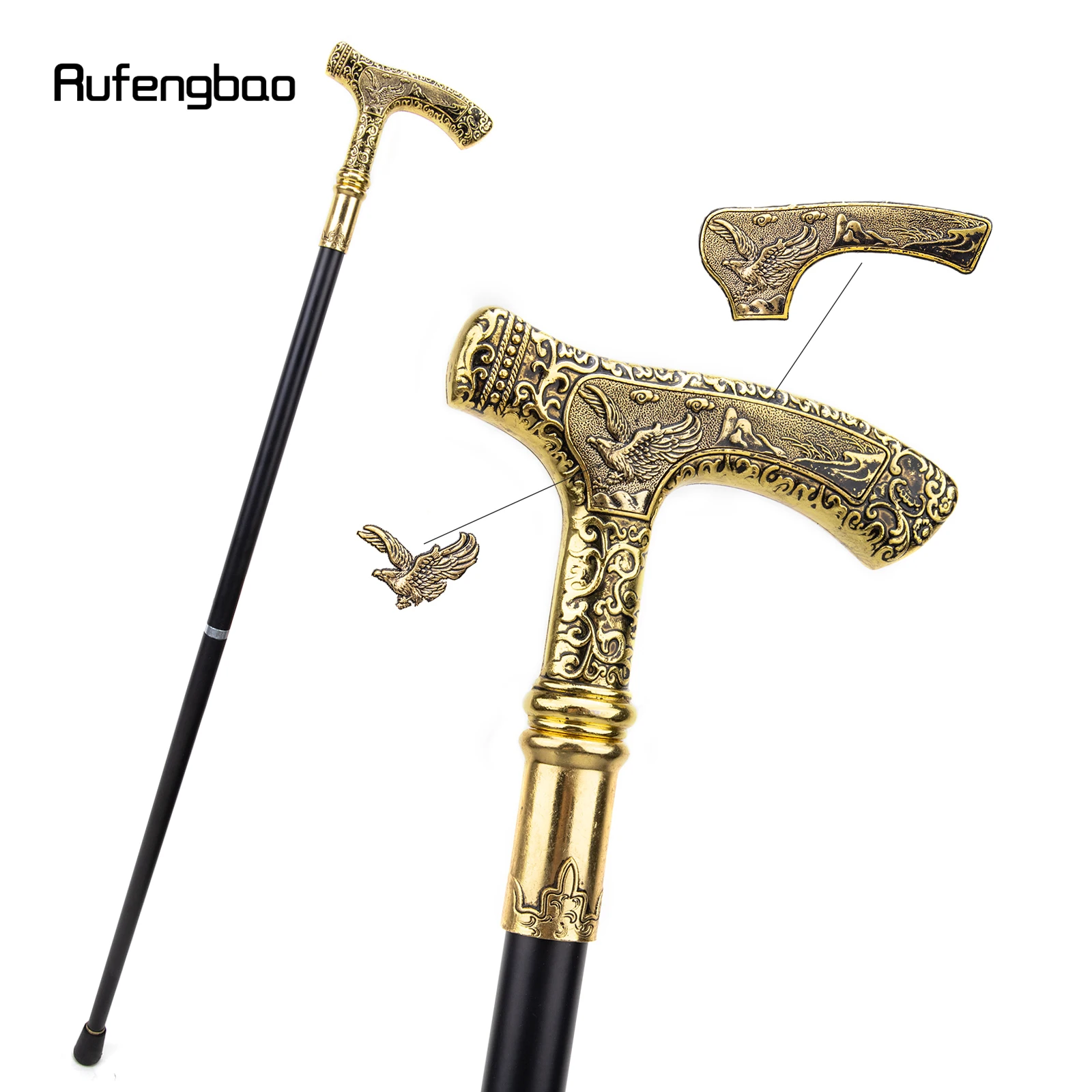 Gold Luxus Adler Griff Walking Cane Mode Dekorative Spazierstock Gentleman Elegant Cosplay Cane Knopf Crosier 90cm Image
