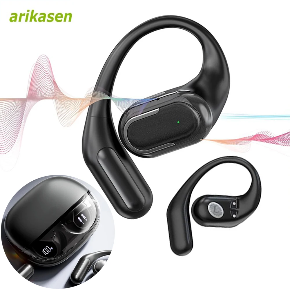 Open-Ear-Ohrhörer, Bluetooth-Kopfhörer, kabellos, 60 Stunden Spielzeit, Hifi-Sound, kabellose Ohrhörer, IPX7 wasserdichte Ohrhörer zum Laufen Image