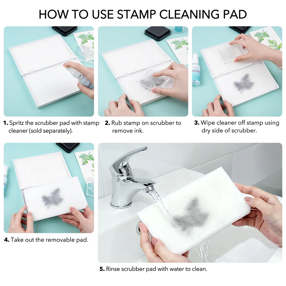 7,3 x 4,9 Zoll Stempelschrubber für alle Arten von Stempeln, Schrubber-Pad-Tintenentfernungswerkzeug für Anwendbar auf Stempelreinigungstuch-Stempel Ru Image