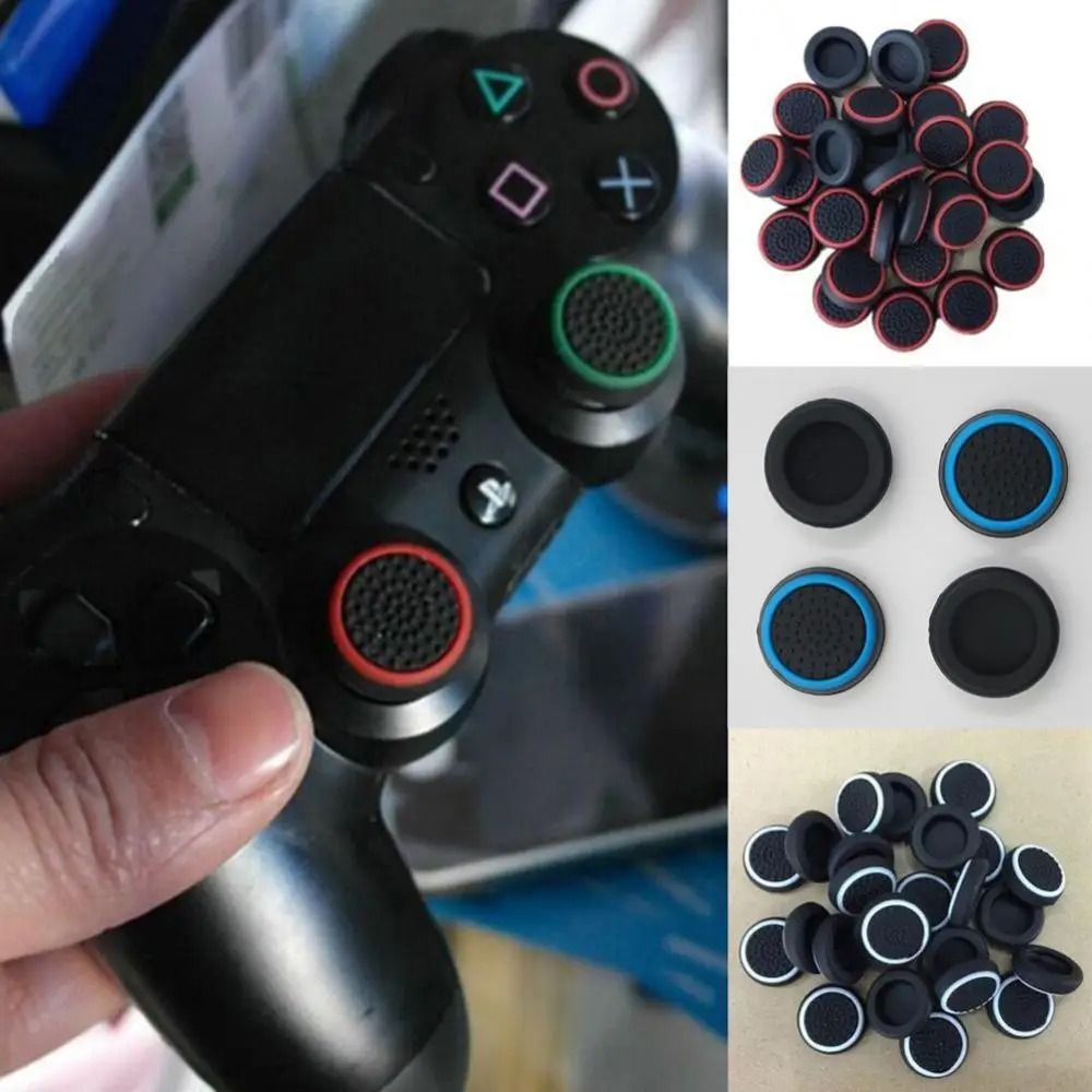 Silicone Thumb Grip Covers For Gaming Controllers white Black 4pcs