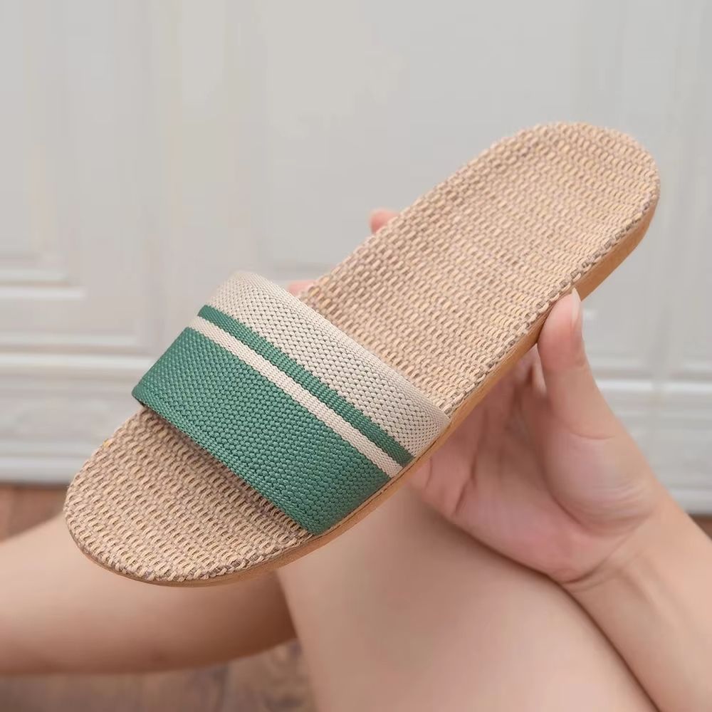 Women's Indoor Linen Slippers Lightweight Anti Slip Summer House Shoes pink 40 41 (us Women 9 9.5)
