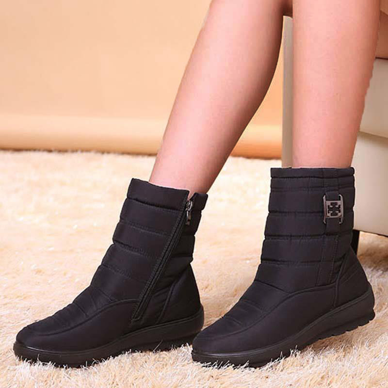 Warm Plush Women Boots Snow Round Toe Shoes, Stylish Zipper Ladies Winter Footwear For Comfort & Elegance brown 37