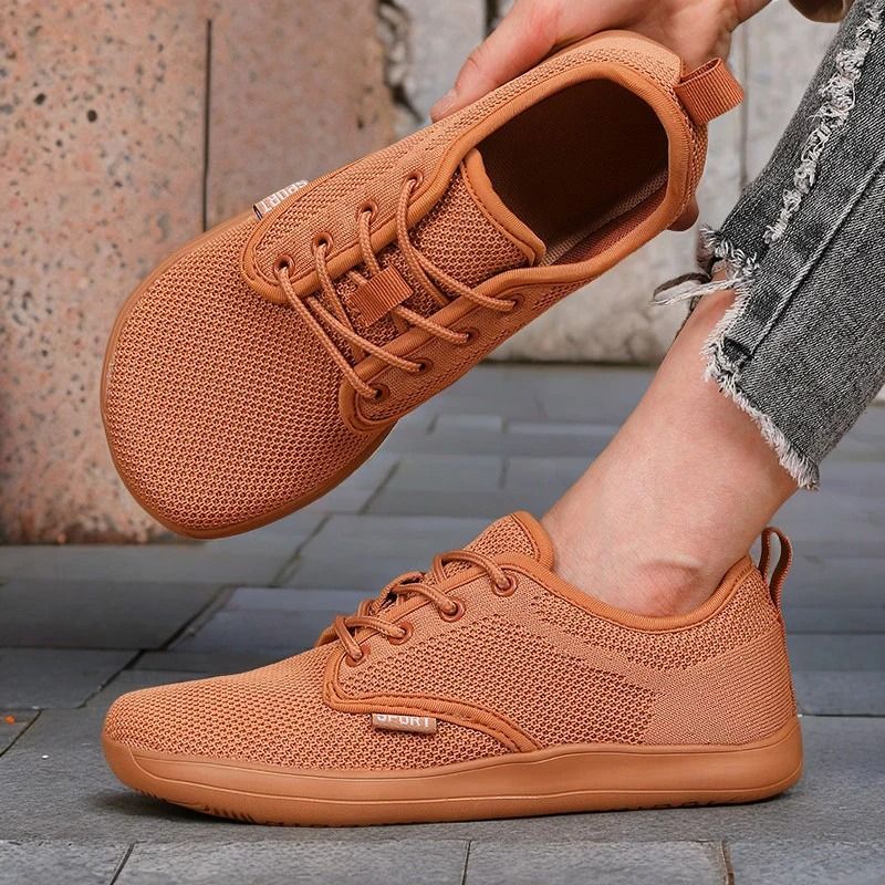 Wide Toe Men Shoes Breathable Knitted Mesh Soft Sole Casual Walking Shoes 11 khaki