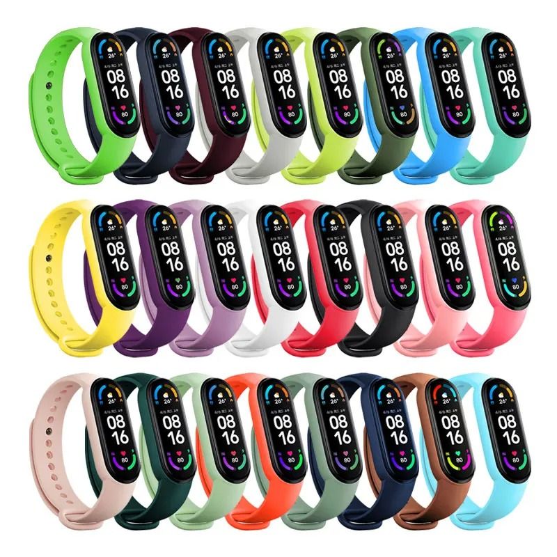 Silicone Sport Watch Band pink mi Band 5 And 6
